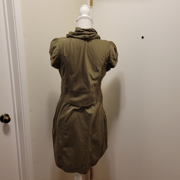 Ted Baker Shirt Dress Size 3 Olive Green Pockets - Picture 7 of 9